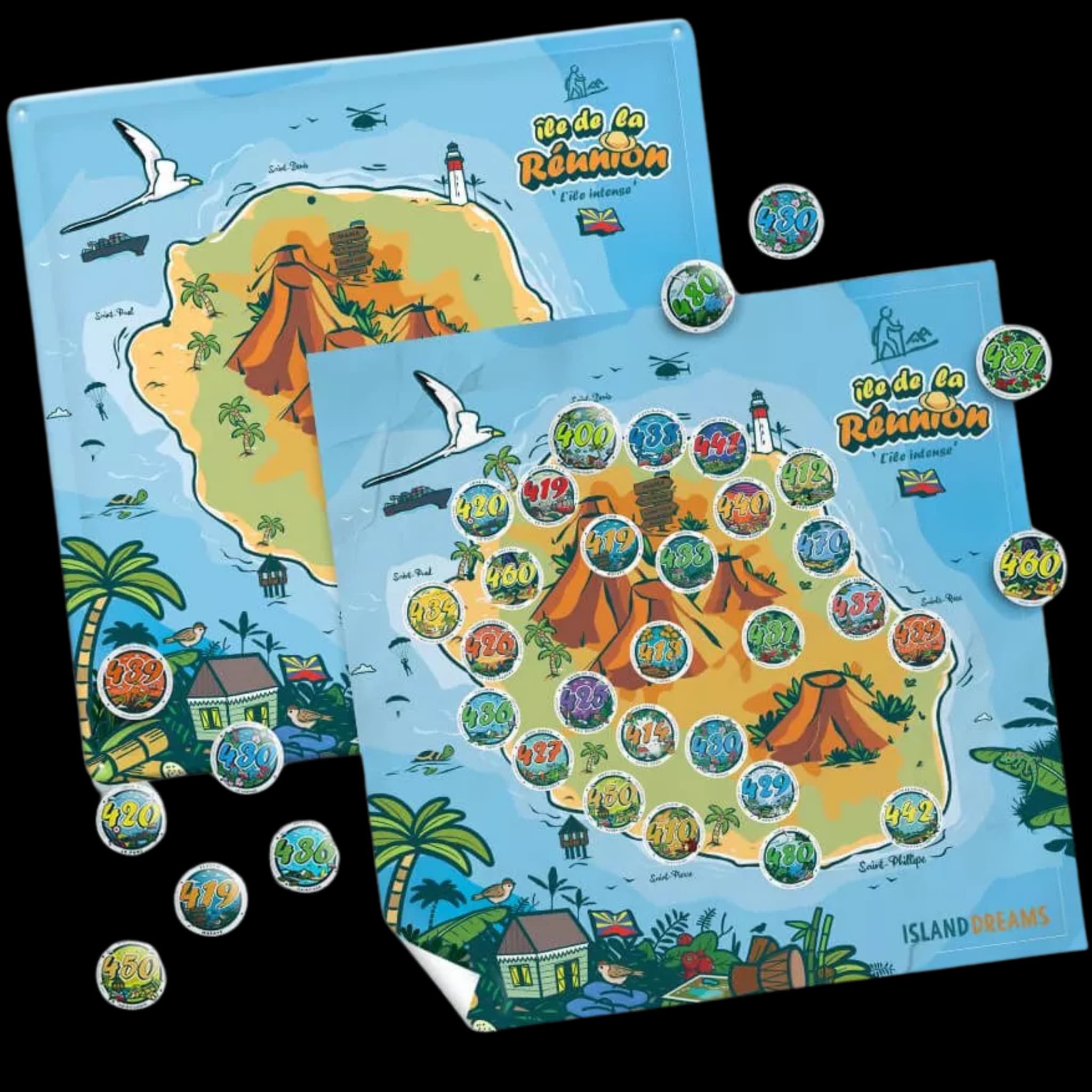 Carte de La Réunion avec magnets des communes