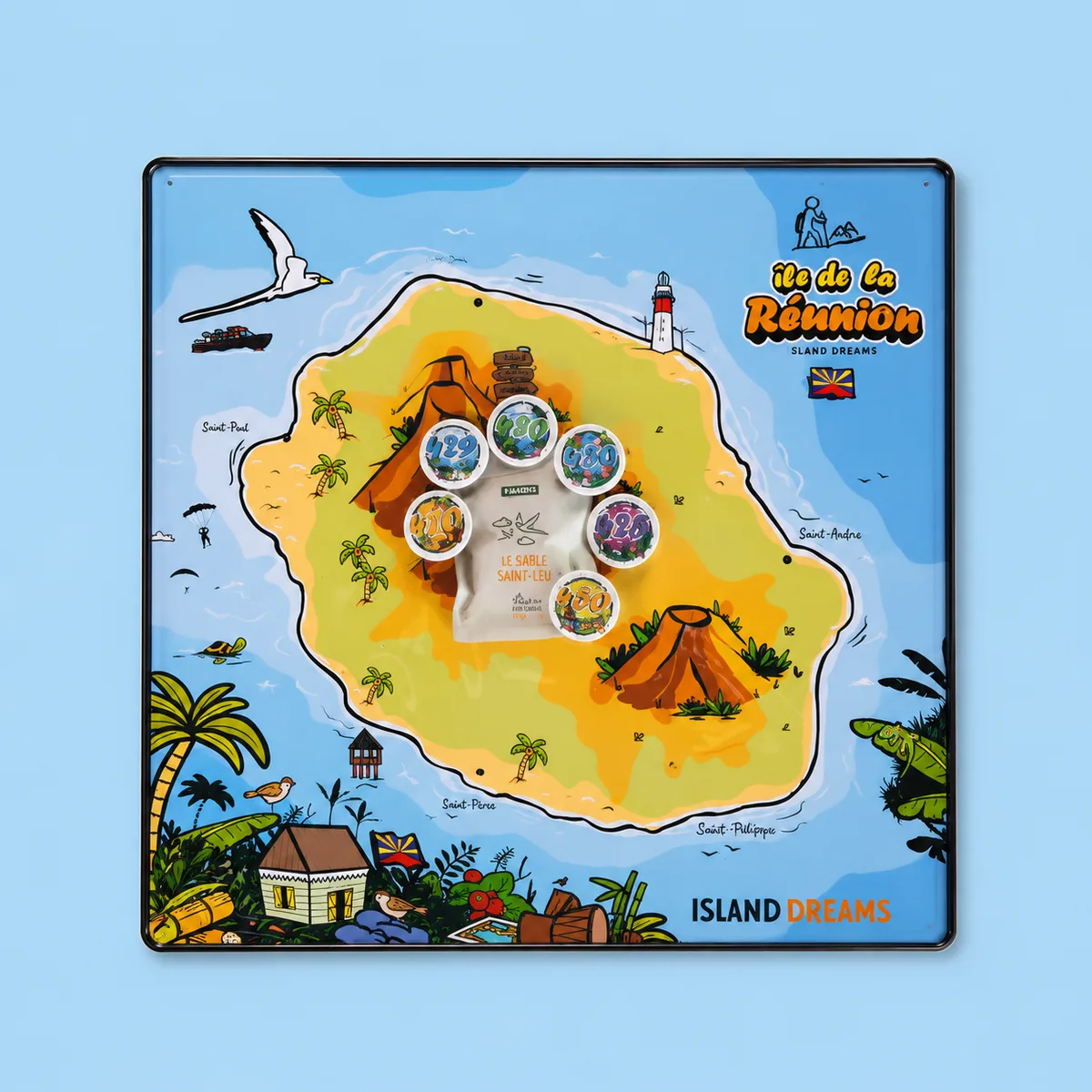 Carte magnetique de La Reunion avec magnets Island Dreams