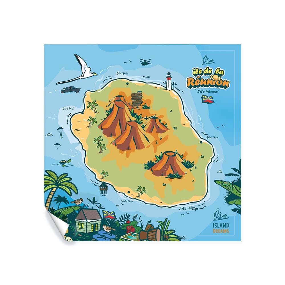 Carte Réunion-Affiche-ISLAND DREAMS-3