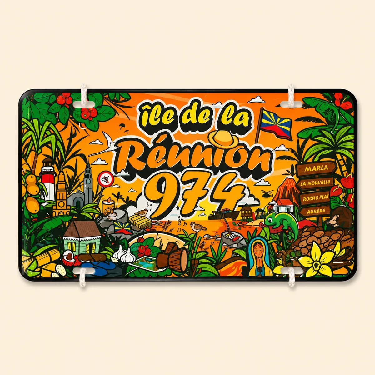 Plaque decorative Ile de La Reunion 974 Island Dreams